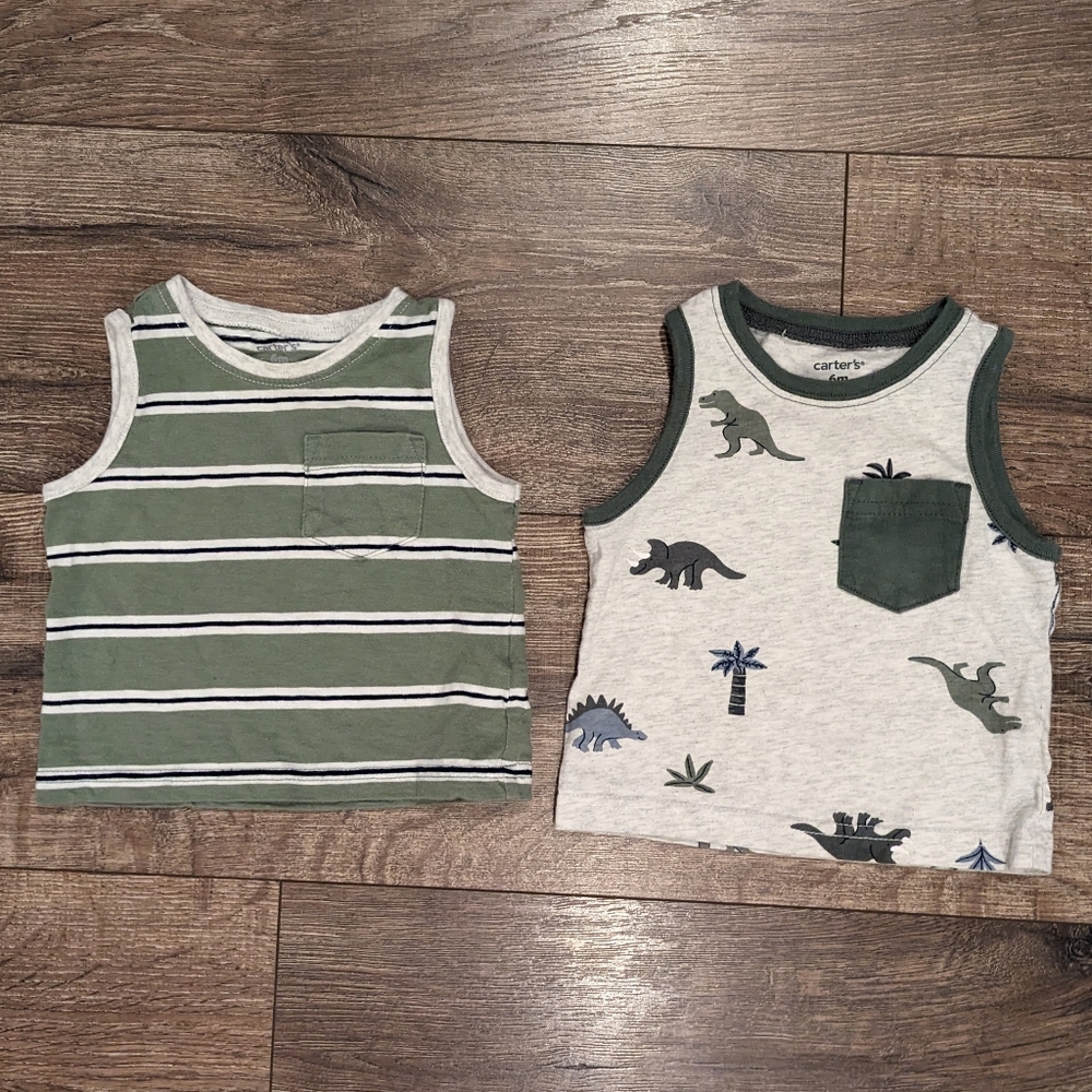 Carter's 6 Month Baby Boy Tank Top Bundle Infant Dinosaur - 2 Pieces